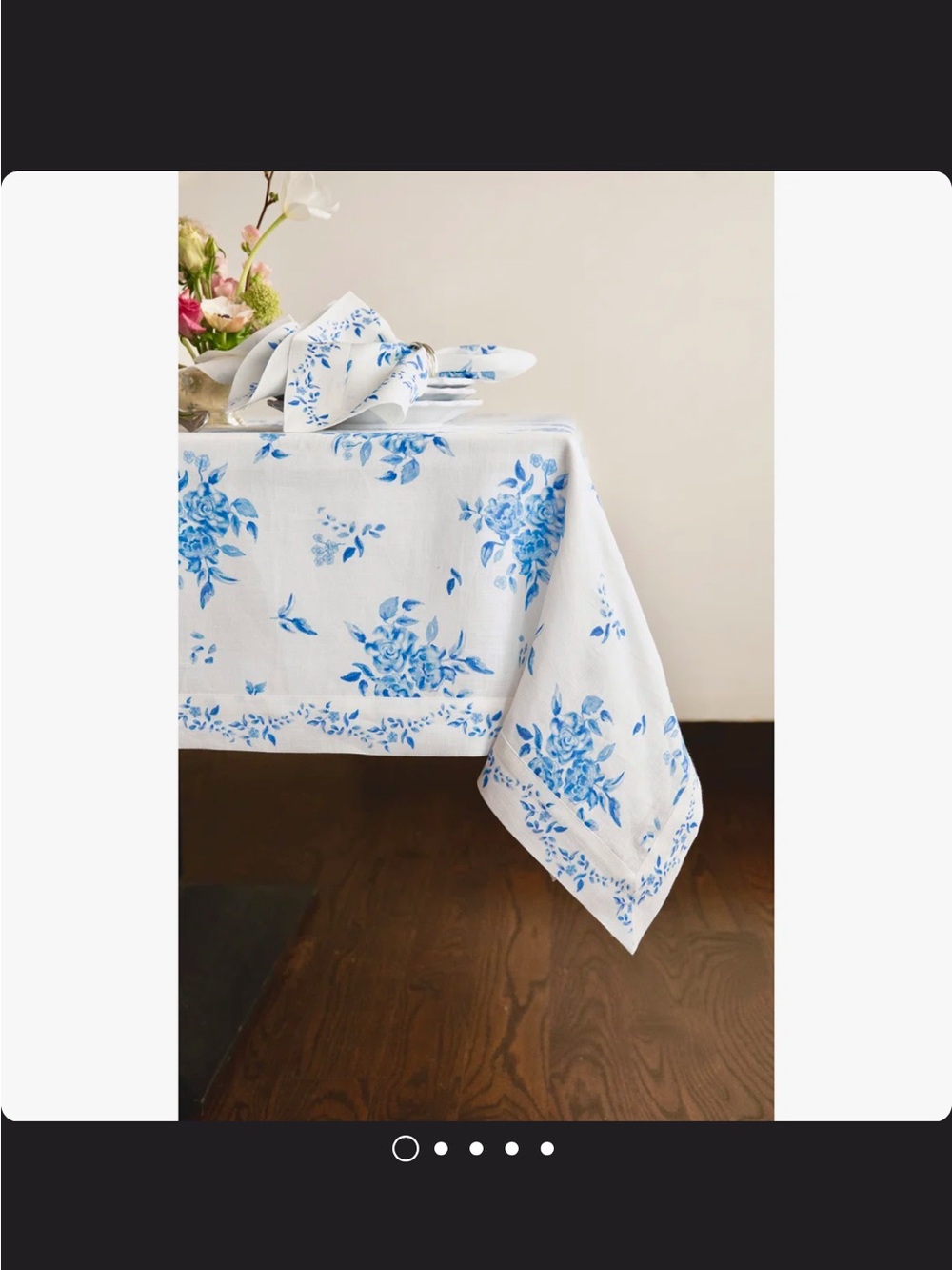 NEW Solino Home Jolie Fleur - 100% Pure Linen Floral Tablecloth. 108”x60”